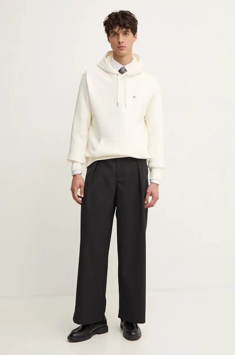 felpa uomo colore grigio con cappuccio Beige miniatura 2