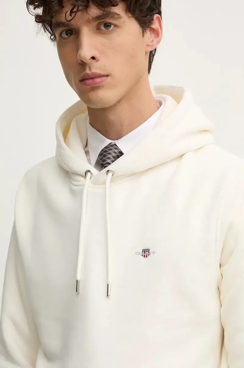 felpa uomo colore grigio con cappuccio Beige miniatura 4