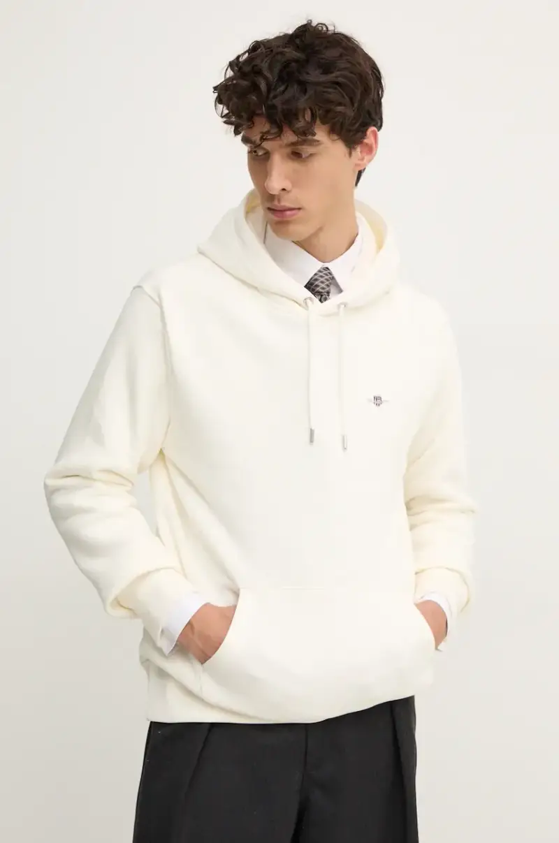 felpa uomo colore grigio con cappuccio Beige