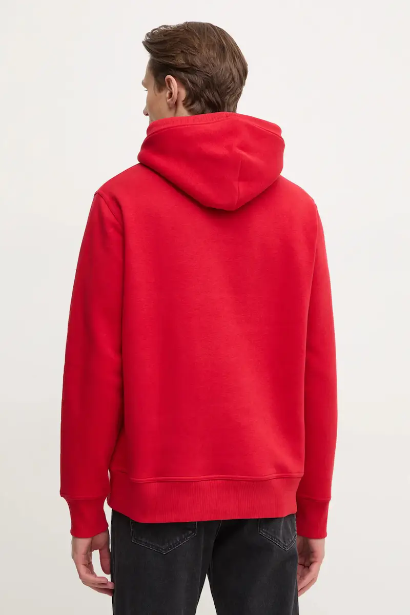 felpa uomo colore rosso con cappuccio con applicazione miniatura 3
