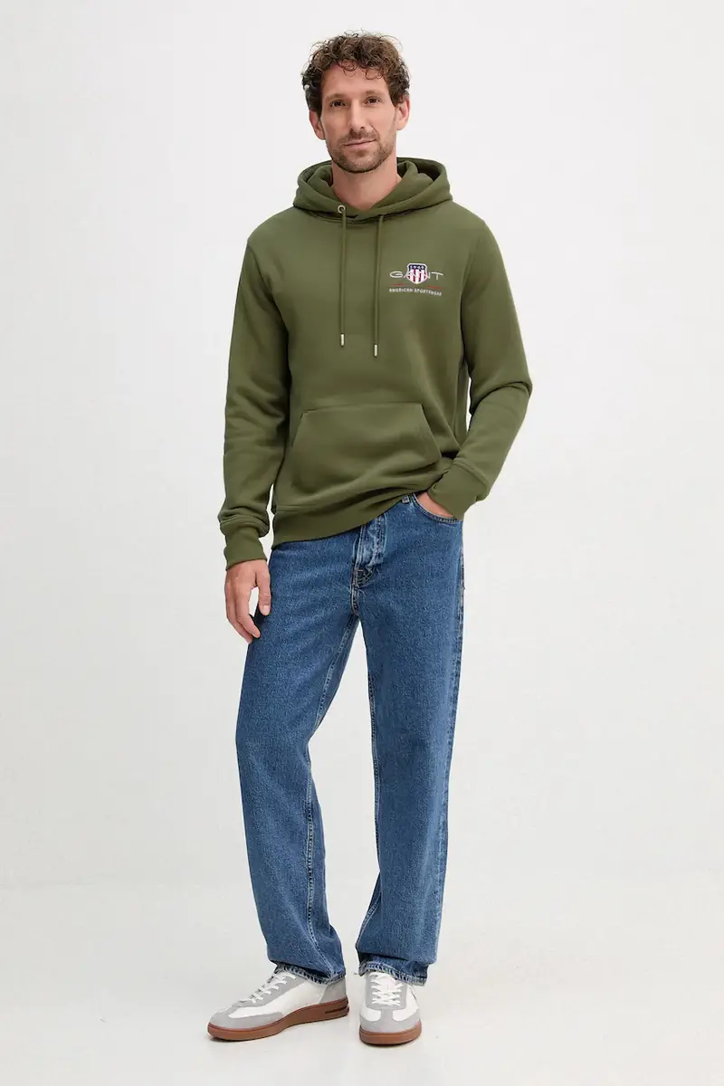 felpa uomo colore verde con cappuccio con applicazione 2047084 miniatura 2