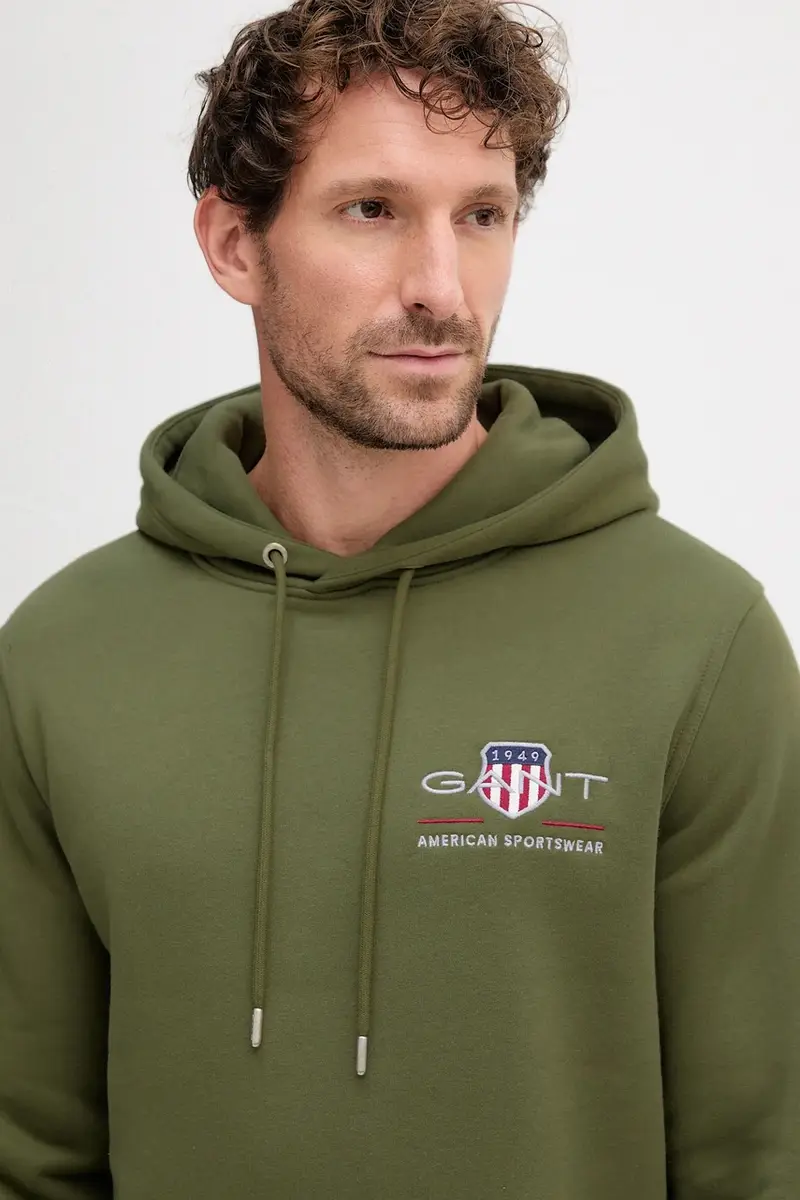 felpa uomo colore verde con cappuccio con applicazione 2047084 miniatura 4