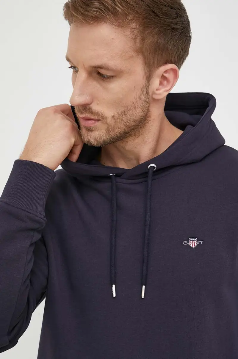 felpa uomo con cappuccio Blu navy miniatura 4