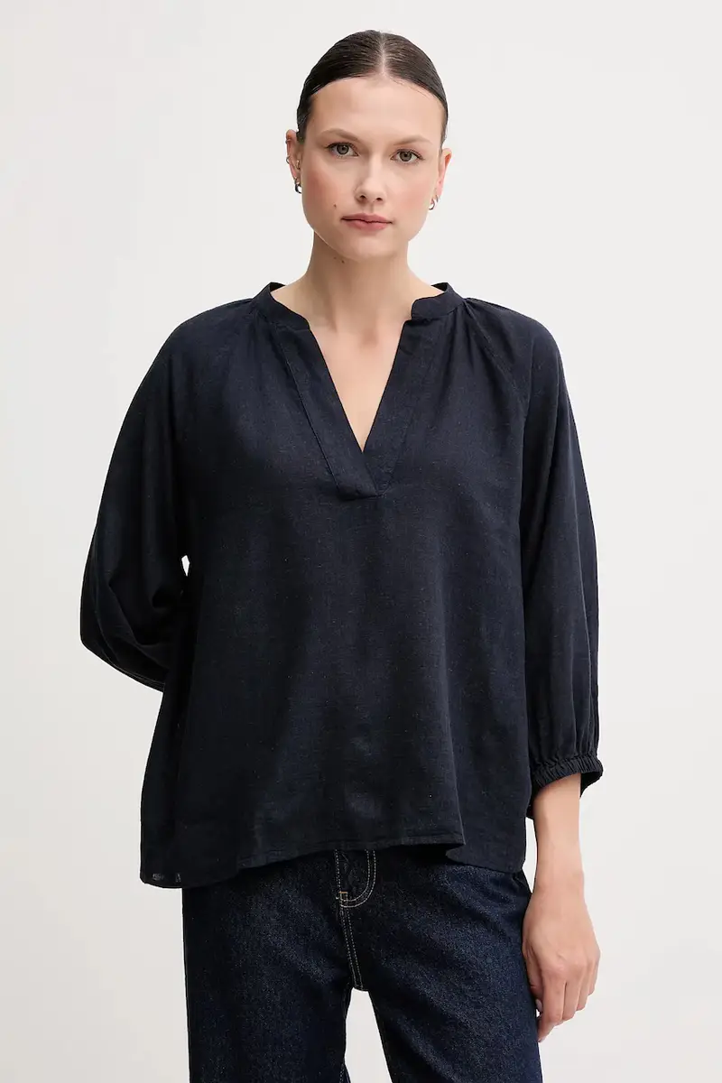 maglietta di lino colore blu navy 4300475