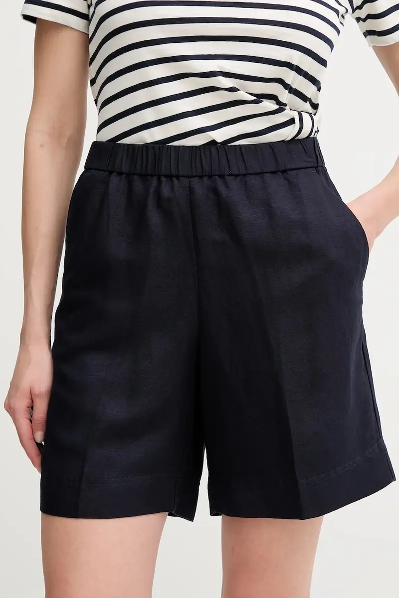 pantaloncini in lino donna colore blu navy 4020116