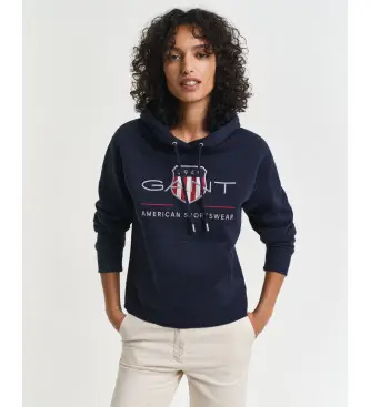 per donna 4200276 Felpa con cappuccio Navy Archive Shield (S), Casual, Cotone