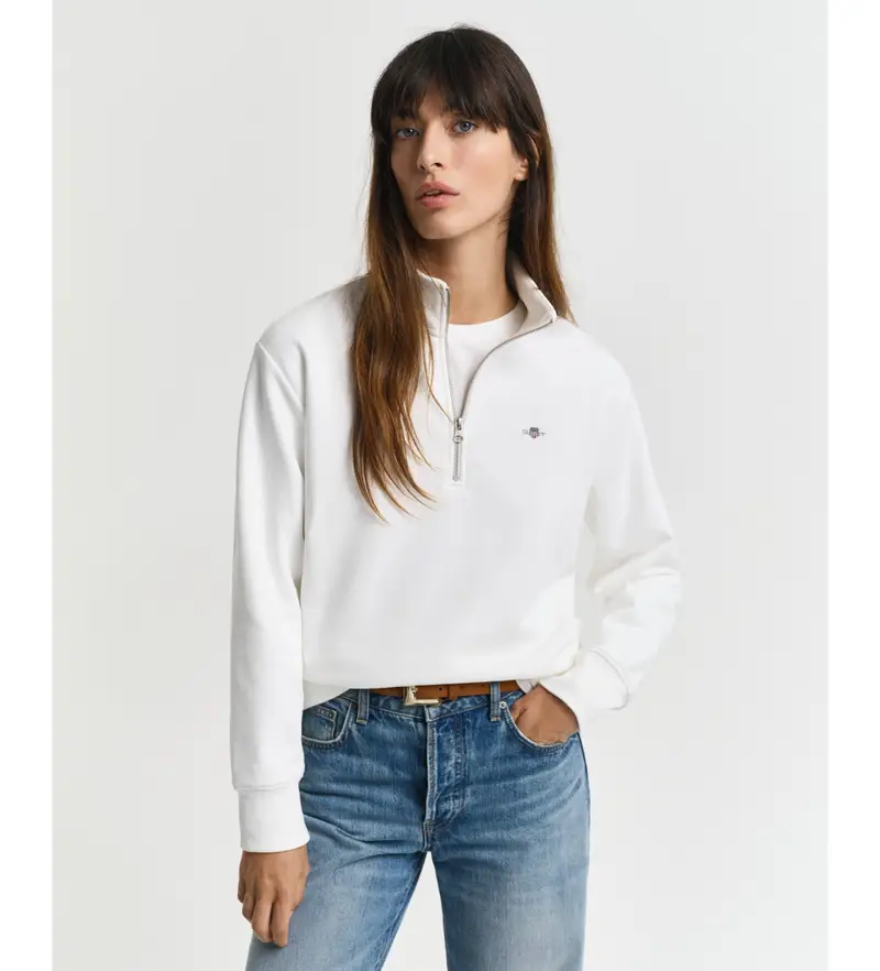 per donna 4200561 Felpa con mezza zip Beige Shield (XS), Casual, Cotone