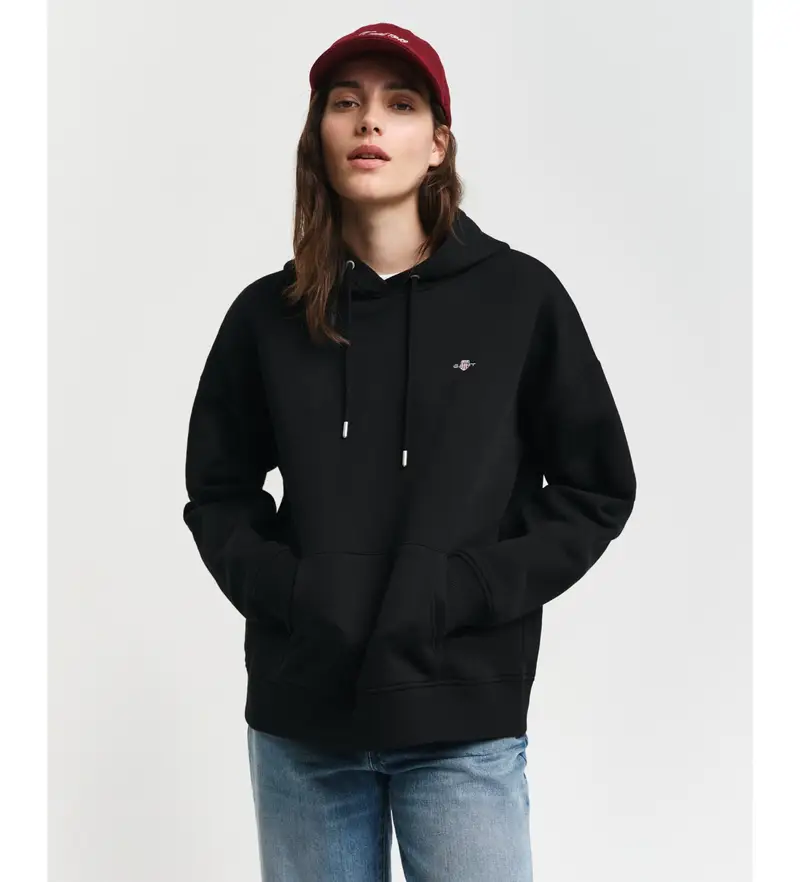 per donna. 4201413 Felpa con scudo nero (XS), Casual, Cotone