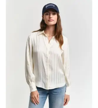 per donna 4300425 Camicia in satin a righe dalla vestibilità regolare bianco sporco (34), Casual, Viscosa, Manica lunga