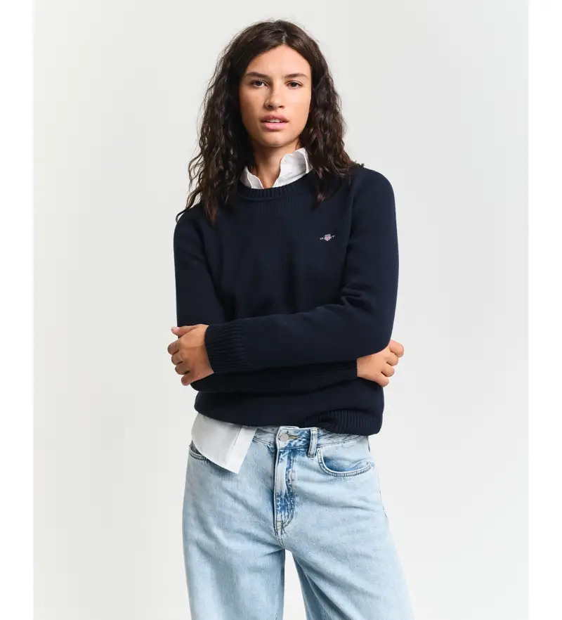 per donna 4800200 Maglia classica blu navy (XS), Casual, Cotone