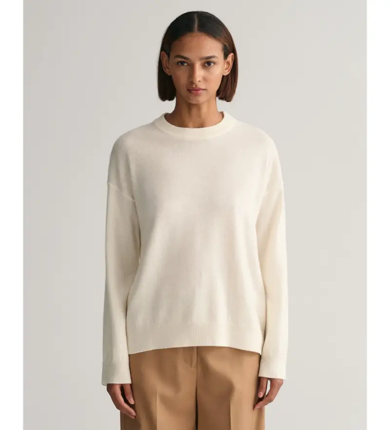 per donna 4802120 Maglia girocollo in lana di pecora finissima di colore beige (XS), Casual