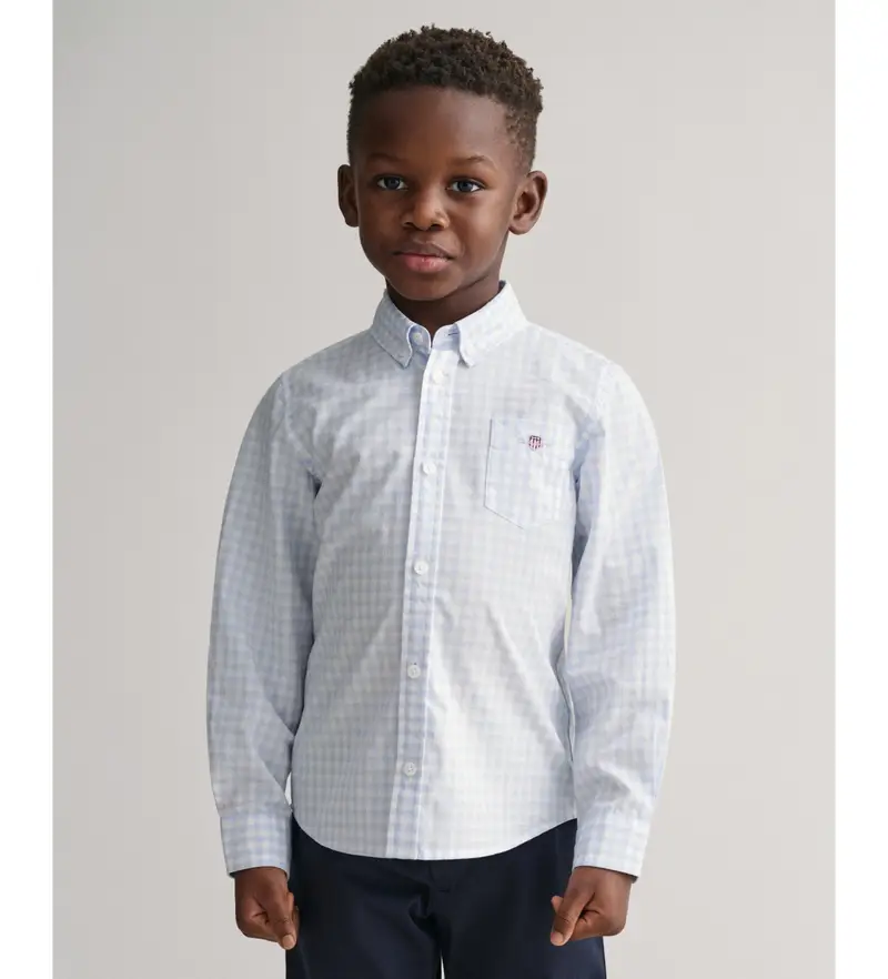 per ragazzo 830434 Camicia in popeline a quadri con scudo Vichy blu (2años= 92cm), Casual, Cotone, Manica lunga, moda per bambini