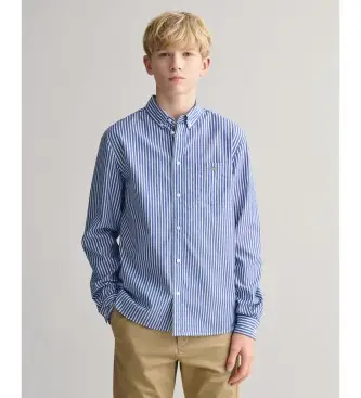 per ragazzo 930484 Camicia in popeline a righe per ragazzi con scudo blu (9/10años= 134/140cm), Casual, Cotone, Manica lunga, moda per