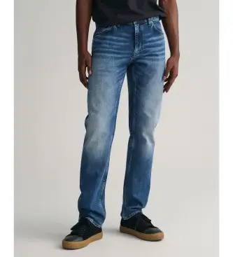 per uomo 1000261 Jeans blu dalla vestibilità regolare (31/34), Casual, Cotone, Denim