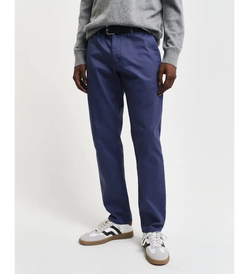 per uomo 1505220 Pantaloni chino slim blu scuro (30/32), Casual, Cotone, Sostenibile, Navy