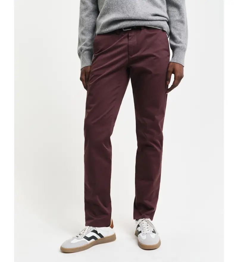 per uomo 1505221 Chino slim fit in twill bordeaux (38/34), Casual, Cotone biologico, Sostenibile