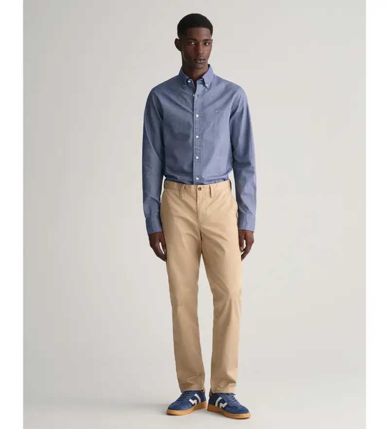 per uomo 1505221 Pantaloni chino in twill dalla vestibilità slim (29/34), Casual, Cotone, Cotone biologico, Sostenibile