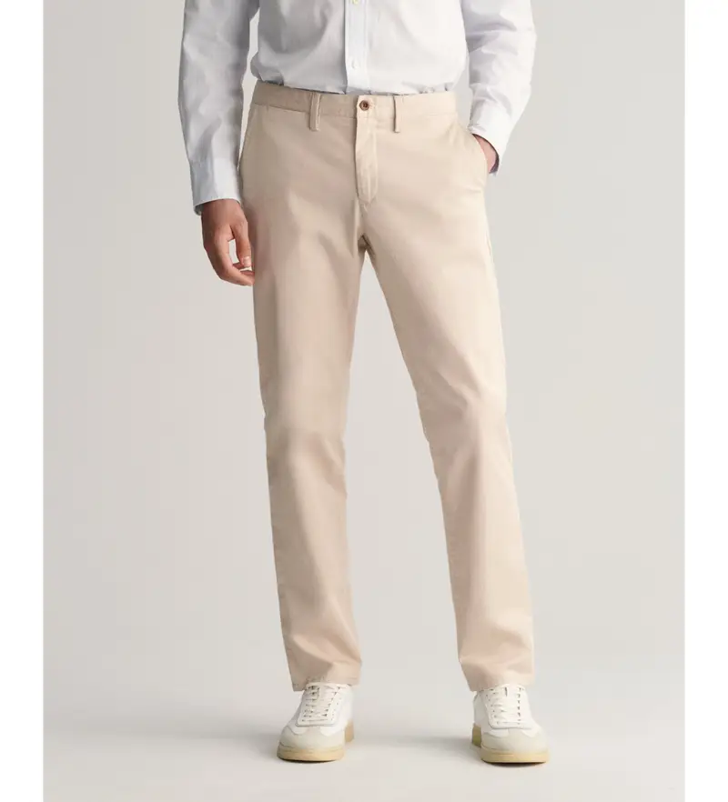 per uomo 1505221 Pantaloni chino slim fit in twill beige (36/34), Casual, Cotone