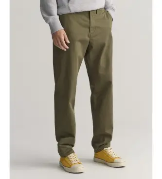per uomo 1505222 Pantaloni chino in twill verde dalla vestibilità regolare (32/32), Casual, Cotone, Cotone biologico, Sostenibile