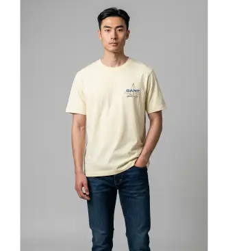 per uomo 2003404 T-shirt con logo giallo (S), Casual, Cotone, Manica corta