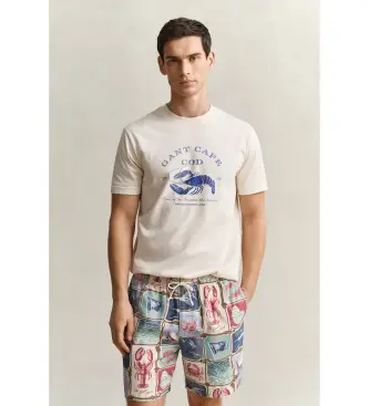 per uomo 2003425 Maglietta grafica beige (S), Casual, Cotone, Manica corta