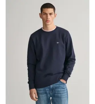 per uomo 2006065 Felpa con scudo girocollo blu scuro (S), Casual, Cotone, Manica lunga, Navy