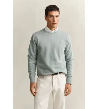 per uomo 2006065 Felpa girocollo Shield, verde grigiastro (S), Casual, Grigio, Cotone