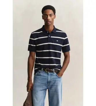 per uomo 2014094 Polo a righe blu navy (S), Casual, Cotone, Manica corta