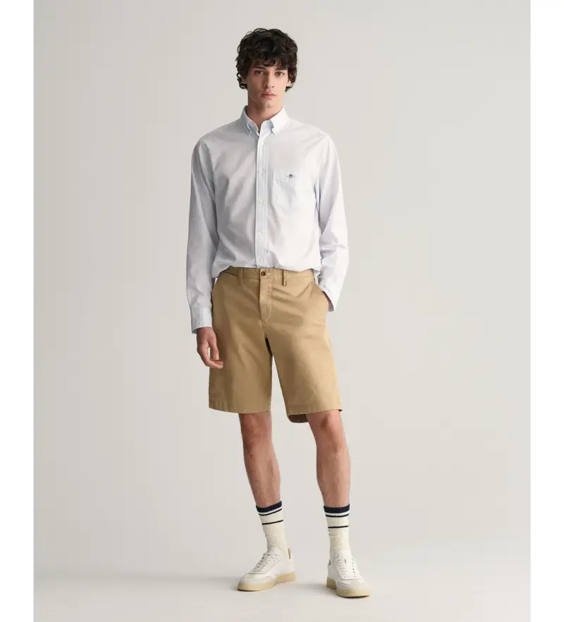 per uomo 205066 Pantaloncini in twill beige dalla vestibilità rilassata (38), Casual, Cotone Blu