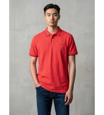 per uomo 2062034 Polo con finiture in piqué rosso (S), Casual, Cotone, Manica corta