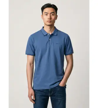 per uomo 2062034 Polo con profili blu (L-), Casual, Cotone, Manica corta