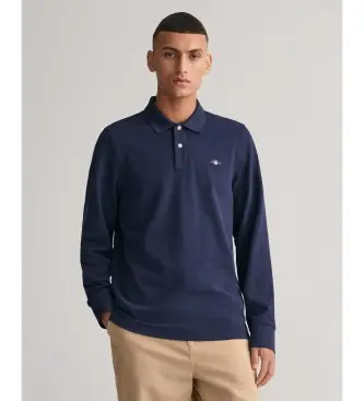 per uomo 2230 Polo in piqué con scudo blu scuro (3XL), Casual, Cotone, Manica lunga, Navy