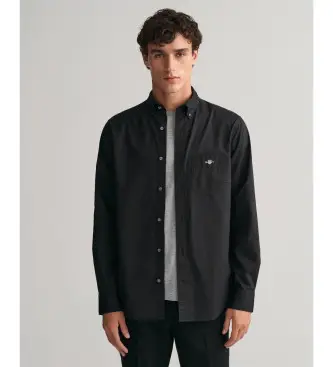 per uomo 3000100 Camicia classica in popeline nera vestibilità regolare (XL), Nero, Casual, Cotone, Manica lunga