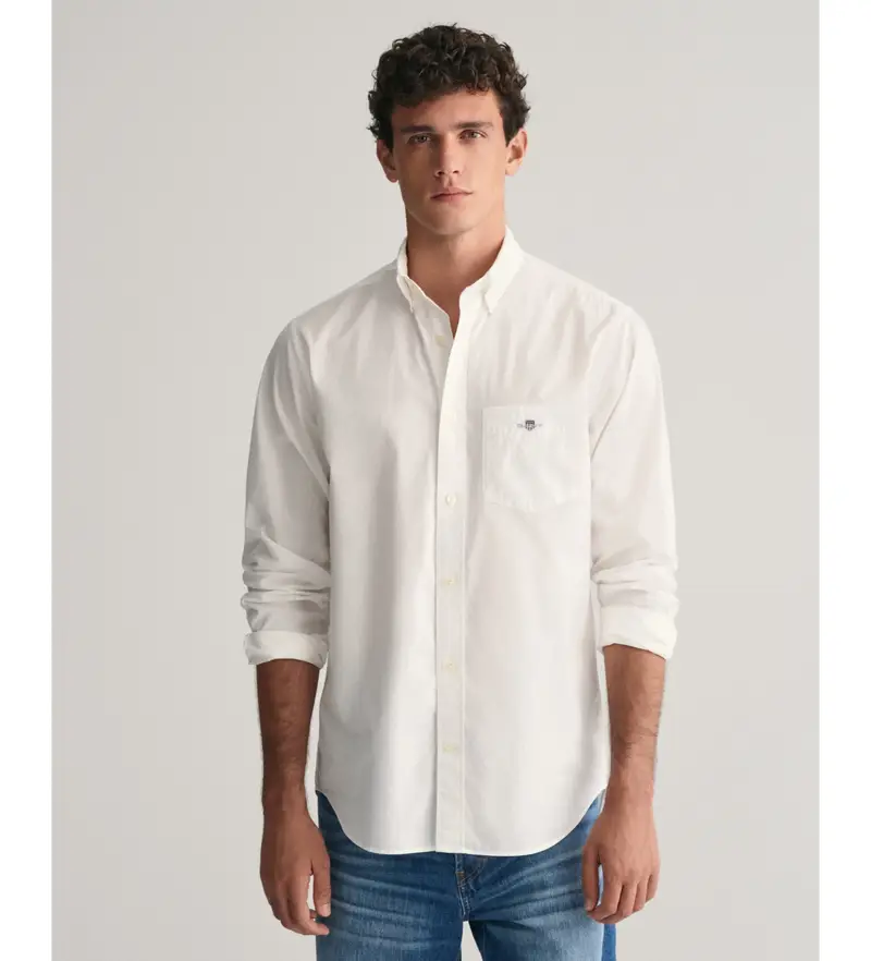 per uomo 3000100 Camicia in popeline bianco dalla vestibilità regolare (M), Casual, Cotone, Manica lunga