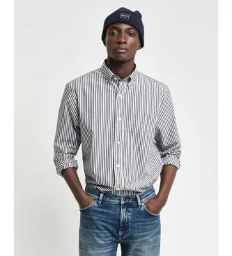 per uomo 3000130 Camicia in popeline a righe nere dalla vestibilità regolare (4XL), Nero, Casual, Cotone, Classico, Manica lunga