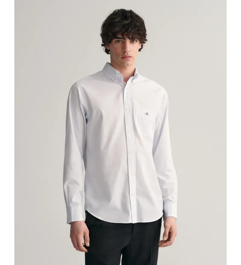 Gant Camicia Uomo in Popeline a Righe Blu