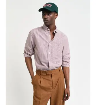 per uomo 3000140 Camicia in popeline a righe da banchiere dalla vestibilità regolare bordeaux (L), Casual, Cotone, Manica lunga