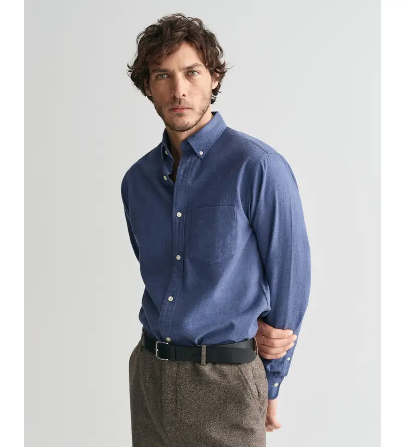 per uomo 3230218 Camicia in flanella screziata blu scuro dalla vestibilità regolare (5XL), Casual, Cotone, Manica lunga, Navy