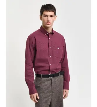 per uomo 3240160 Camicia dalla vestibilità regolare con stampa micro bordeaux (XL), Casual, Cotone, Manica lunga