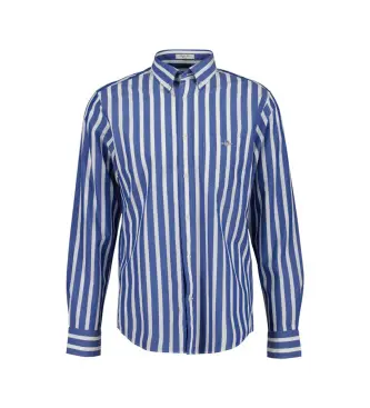 per uomo 3260012 Popeline classico Reg a righe larghe blu (S), Casual, Cotone, Manica corta, Manica lunga