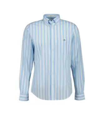per uomo 3260012 Popeline classico Reg a righe larghe blu (S), Casual, Cotone, Manica corta, Manica lunga