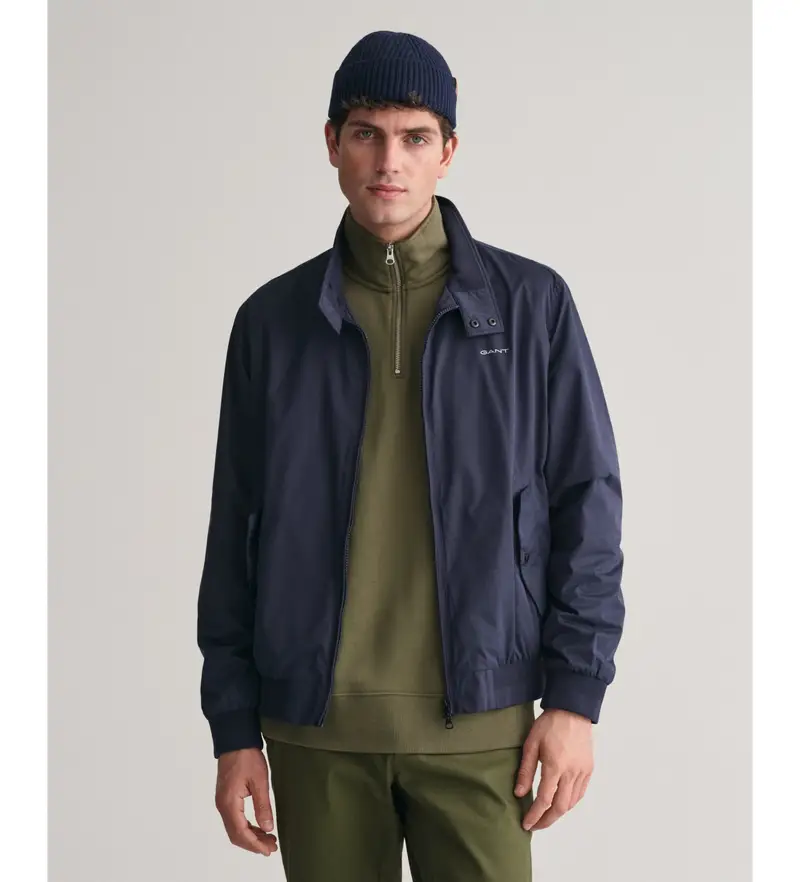 per uomo 7006381 Giacca Harrington blu scuro (4XL), Casual, Poliestere, Manica lunga, Navy