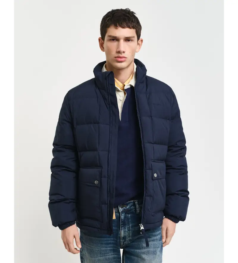 per uomo 7006443 Piumino di media lunghezza blu scuro (L), Casual, Polister riciclato, Sostenibile, Navy