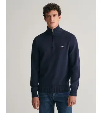 per uomo 8030170 Maglione casual in cotone blu navy con mezza zip (L), Manica lunga
