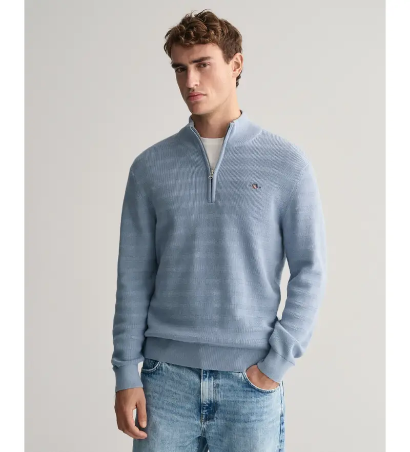 per uomo 8030199 Maglione a righe blu testurizzate (4XL), Casual, Cotone, Manica corta