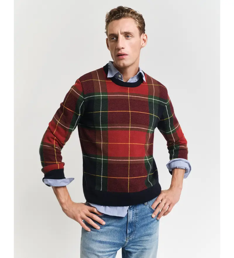 per uomo 8030223 Maglia a quadri rossi (M), Rosso, Casual, Lana