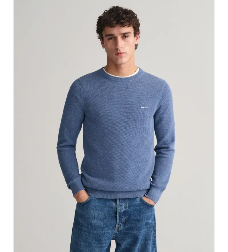 per uomo 8040521 Maglia girocollo in piquet di cotone (S), Casual, Manica lunga