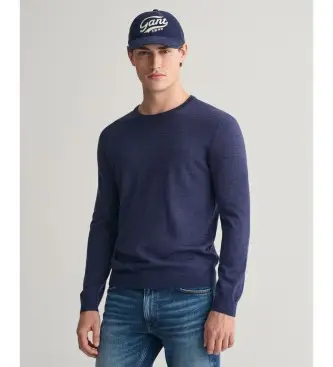 per uomo 8050205 Maglia in lana merino extrafine con girocollo blu navy (M), Casual, Manica lunga