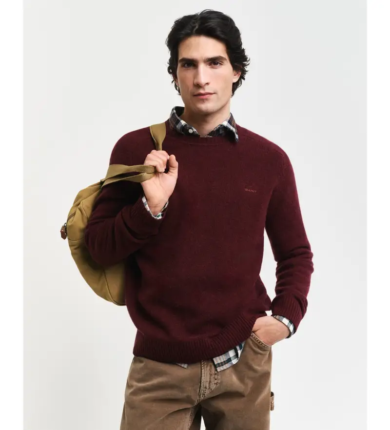 per uomo 8050226 Maglione girocollo in misto lana bordeaux (L), Casual