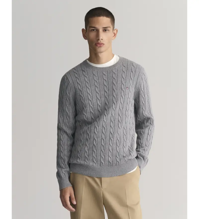 per uomo 8050601 Maglione Girocollo Grigio (L), Casual, Cotone